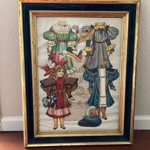 Authentic Vintage Paper Doll Framed Art